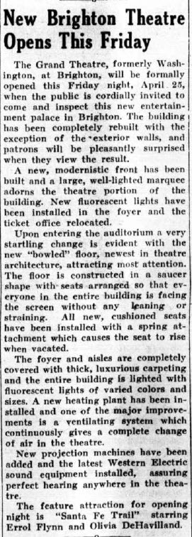 Washington Theatre - 24 APRIL 1941 ARTICLE